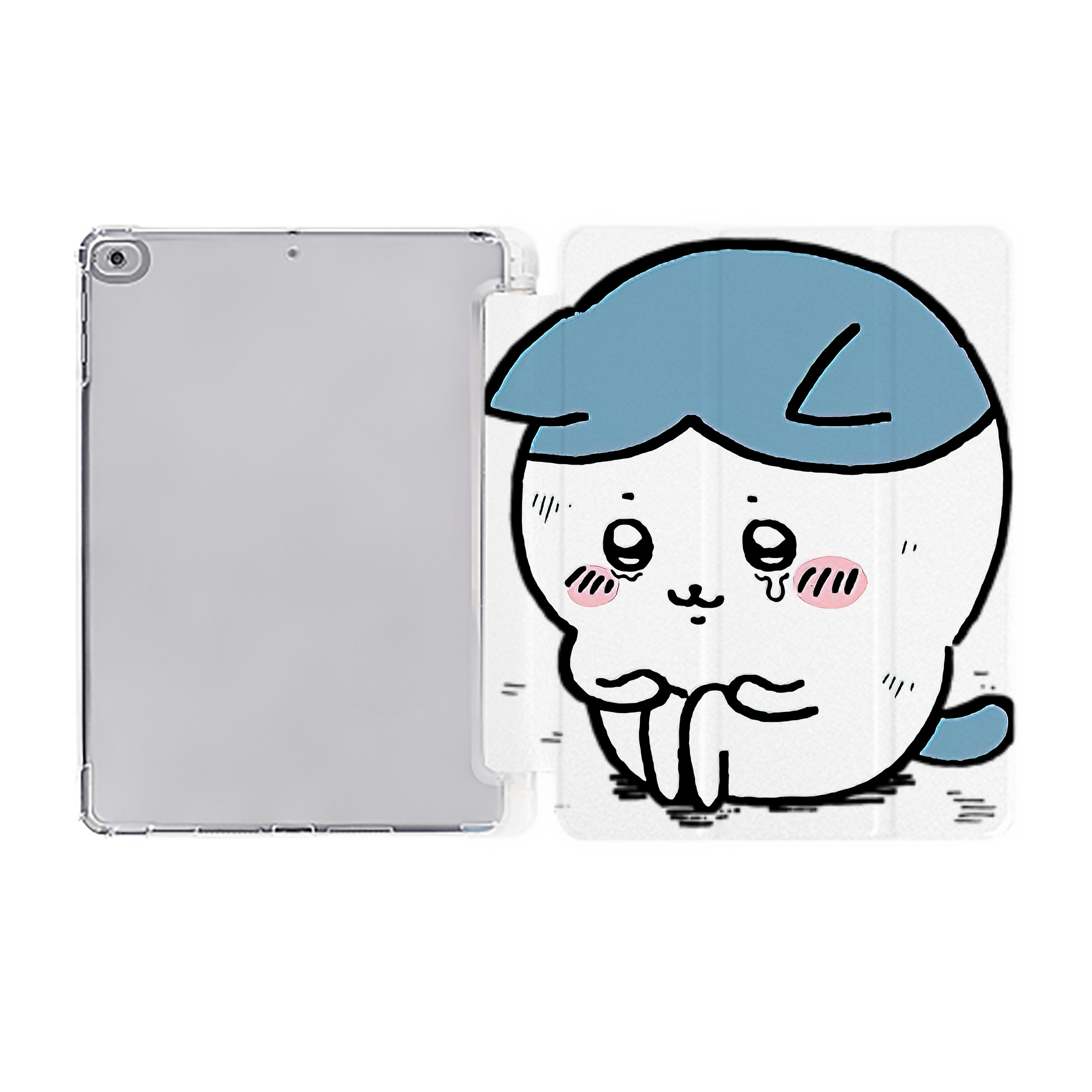 （画像用） ちいかわ ハチワレ Chii-kawa hachiware IPad ケース ペン収納付き 三つ折りスタンド PUレザー×シリコン 対応機種9.5/10.5/10.9インチ